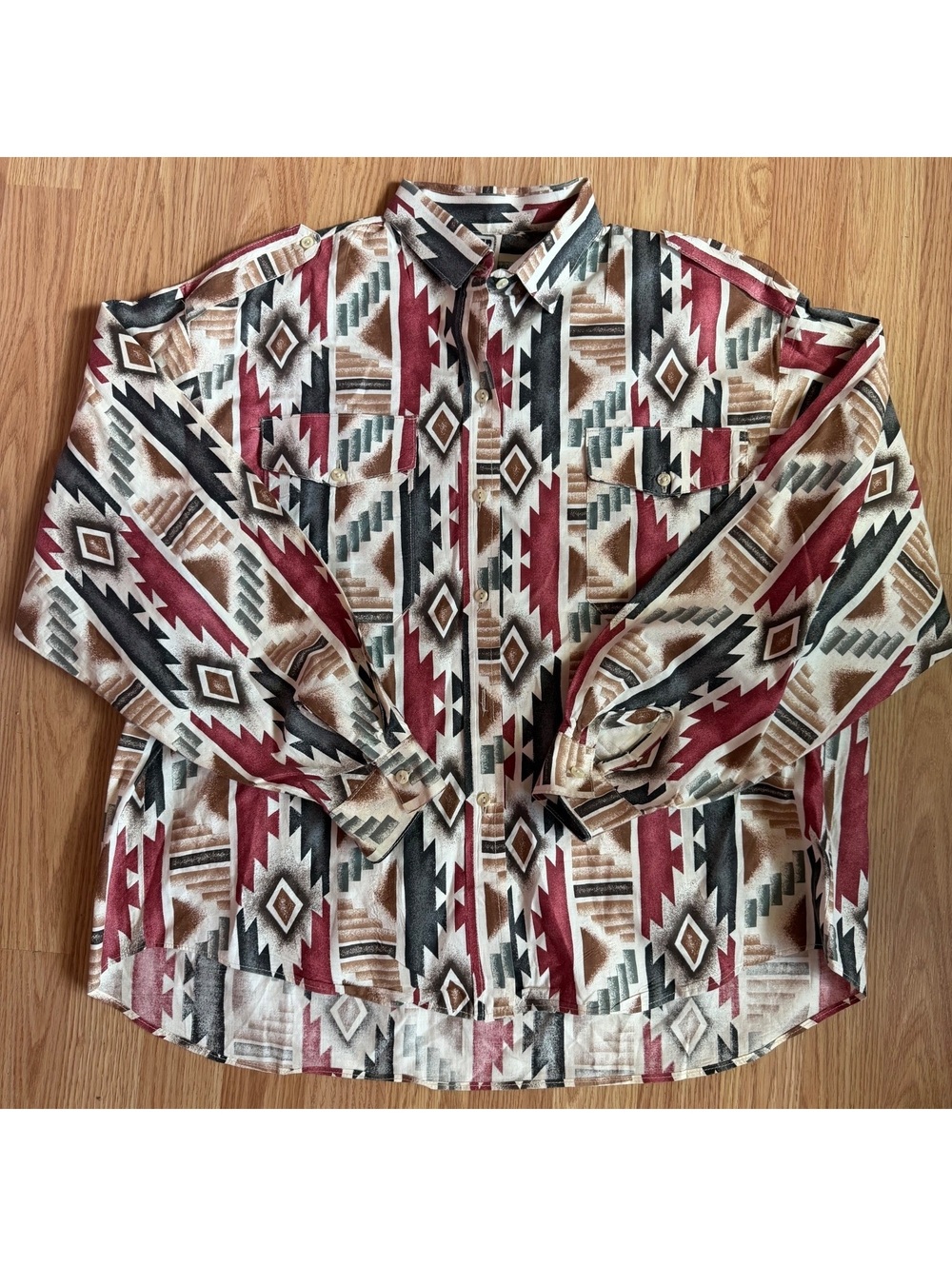 Vintage Rafter Aztec Print Western Cotton Button Up Size Large